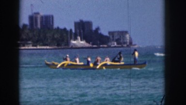1961: people on a boat enjoying a nice, sunshiny day. HAWAII