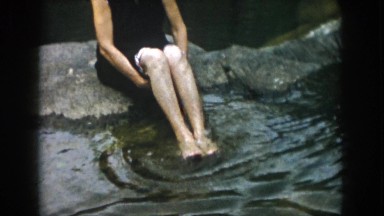 1958: grandma kicking her feet in the hot spring water DAYTON OHIO