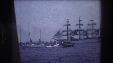 1976: boats in the harbor steering around the boats nearby to avoid crashing.