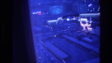 1977: lighted area viewed from inside curtains along a mirror LAS VEGAS