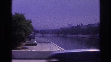 1967: bridge water passing by motion traveling PARIS FRANCE