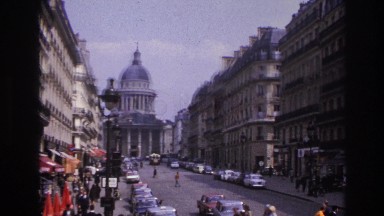 1967: people are crossing the street with a historic buildings PARIS FRANCE