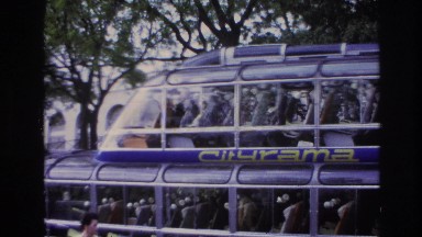 1967: passengers are boarding a modern double decker bus PARIS FRANCE
