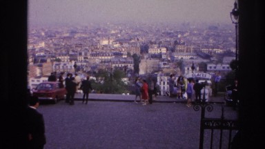 1967: cathedral walls overlooking a city. PARIS FRANCE