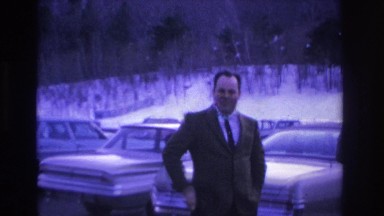 1966: four people speaking to camera in 1950's parking lot HOBOKEN NEW JERSEY