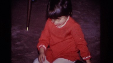 1966: girl excited on having a tea party. HOBOKEN NEW JERSEY