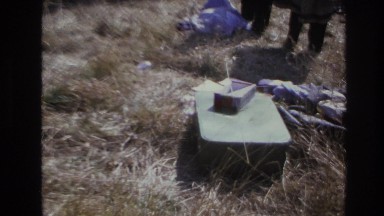 1966: camping gear in a clearing. HOBOKEN NEW JERSEY