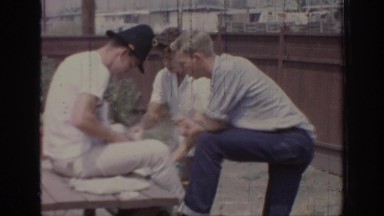 1967: barbecue in the back yard with family and friends. OKLAHOMA
