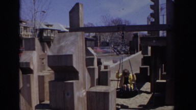 1973: child playing on swings PHILADEPHIA PENNSYLVANIA