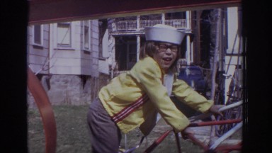 1973: caucasian child in white sailor hat playing jungle jim PHILADEPHIA