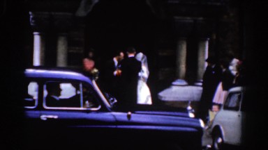 1961: a man fixing his daughter's veil before the wedding DUBLIN IRELAND
