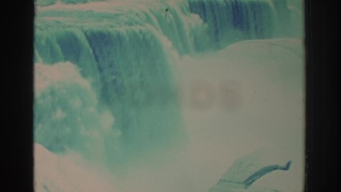 1971: Waterfalls Dropping Water in a Beautiful Scenery Niagara Falls New York