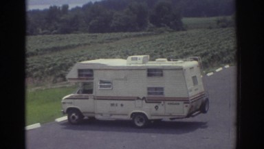 1974: Camper Parks at Scenic View of New York Finger Lake