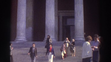 1976: People Walking Around a Government Building in Greece