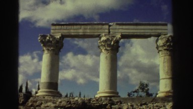 1976: Three Ancient Stone Columns Holding Up Two Beams GREECE