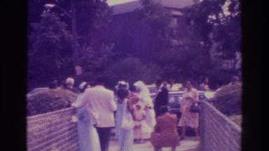 1975: bride and groom say goodbye to family after the ceremony. ATLANTA GEORGIA