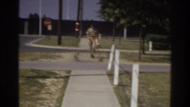 1975: little girl running down the sidewalk. ATLANTA GEORGIA