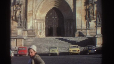 1976: Young Girl Visiting Famous Old Roman Catholic Church Greece