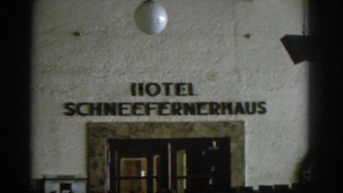 1963: a brief filming of the hotel schneefernerhaus sign MUNICH GERMANY
