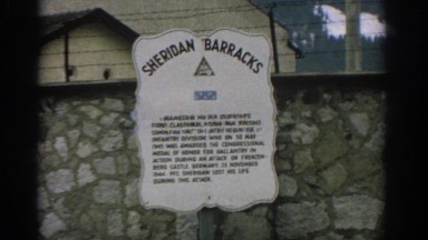 1963: The Sheridan Barracks Sign Hanging from a Rock Wall ZURICH SWITZERLAND