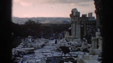 1962: two ladies walking through the remnants of a building EPHESUS TURKEY