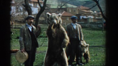 1962: People Socializing with Fake Bears in Izmir, Turkey