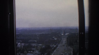 1963: Looking Outside of a Tower Down into the City Below Warsaw Poland
