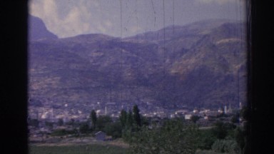 1962: a view from the air of a city near the mountains IZMIR TURKEY