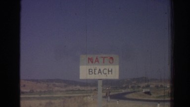 1962: a large sign at nato beach at daytime IZMIR TURKEY