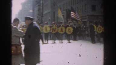 1962: marching in the local parade. NEW YORK CITY