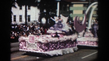 1962: A Parade Float Driving in Pasadena with a Beautiful Brunette Woman Waving