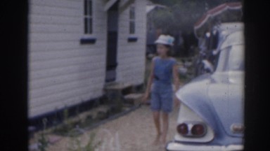 1963: little girl walking in the driveway. NEW JERSEY