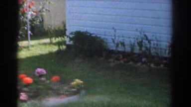 1963: yard with grass and side of house with many flowers NEW JERSEY