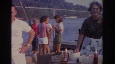 1963: family and friends barbecuing on a pier NEW JERSEY