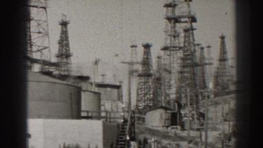 1937: a panorama of an oil field in the wilderness LONG BEACH CALIFORNIA