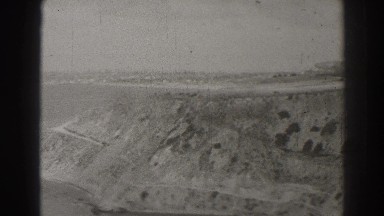 1937: black and white, aerial, panoramic view of coastline LONG BEACH CALIFORNIA