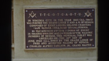 1937: masonic charter hanging on a wall in virginia city. VIRGINIA CITY