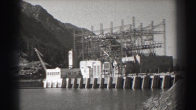 1938: A Hydroelectric Dam at the River Next to a Mountain BONNEVILLE DAM OREGON