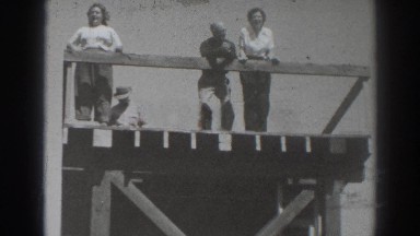 1937: couples enjoying the view of nature from a raised platform SACRAMENTO