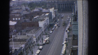 1967: city life viewing from the balcony. MELBOURNE AUSTRALIA