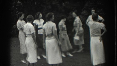 1937: ladies playing a social game in the back yard. SOUTHHAMPTON NEW YORK