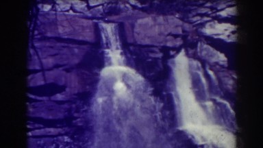 1938: two waterfalls pouring down a rocky cliff BLACKWATER FALLS WEST VIRGINIA