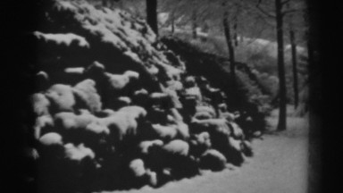 1938: a rural, tree-covered hillside is blanketed in unblemished snow WINCHESTER