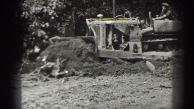 1938: Tractor Working Plough Field with Huge Sand Piles Cumberland Maryland