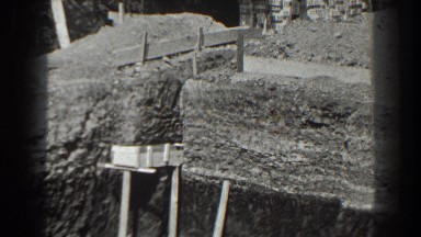 1938: construction worker take out soil in house foundation CUMBERLAND MARYLAND