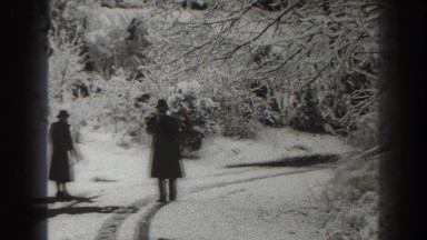 1938: people standing on a snowy path. MARTINSBURG WEST VIRGINIA