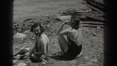 1938: women sitting by the lake. NEW JERSEY
