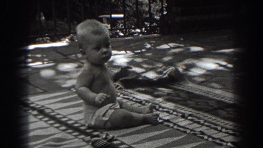 1938: a baby trying to crawl on the porch in the back yard NEW JERSEY