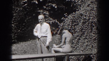 1938: man and young girl out together at the park. NEW JERSEY