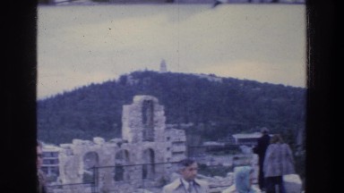 1976: Group of Tourists Enjoying Chill Climate on Mountain Top in Athens Greece
